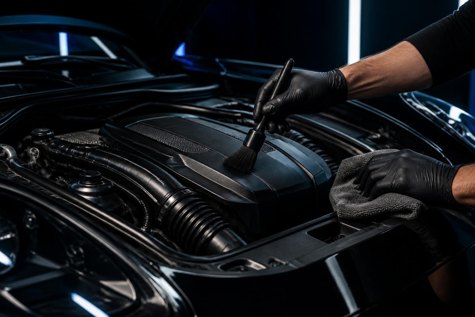 Engine Bay Cleaning performed on a luxury vehicle