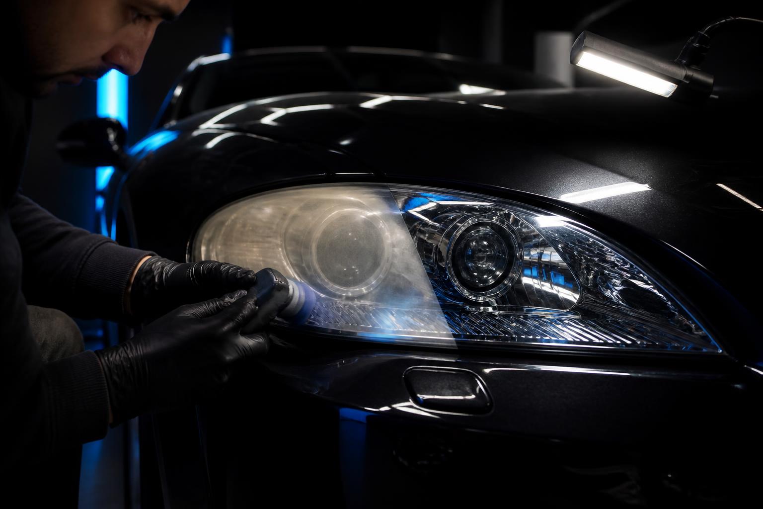 Headlight Restoration performed on a luxury vehicle